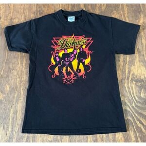 Vintage 2004 The Darkness Band Tee M Black M&O Knits Graphic Rock Shirt